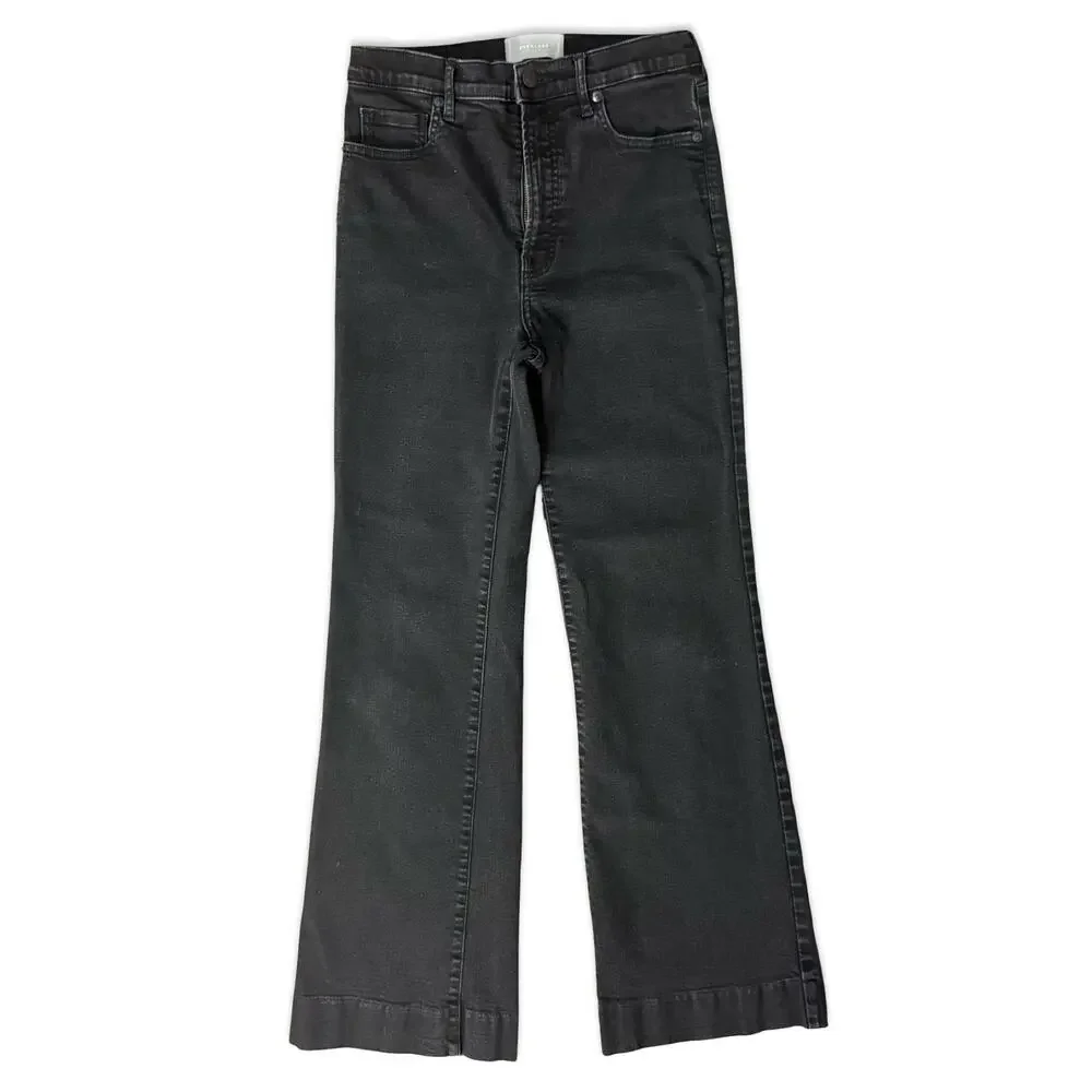 Everlane High Rise Flare Charcoal Black Gray Jeans Zip Fly Pockets size 29